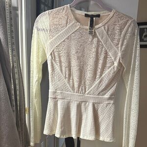 BCBGMaxAzria Cream Lace Blouse